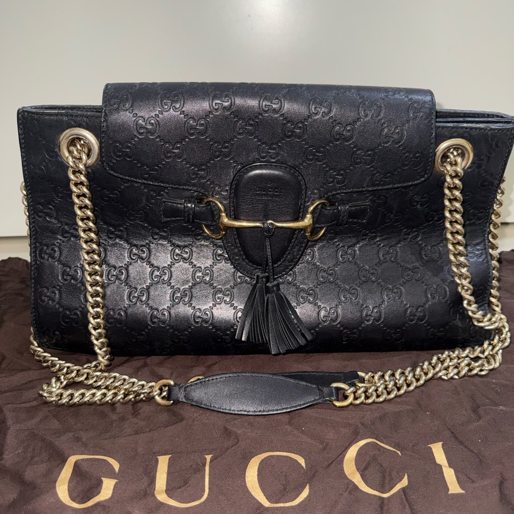 Gucci Guccissima Emily Shoulder Bag With Gold Hardware